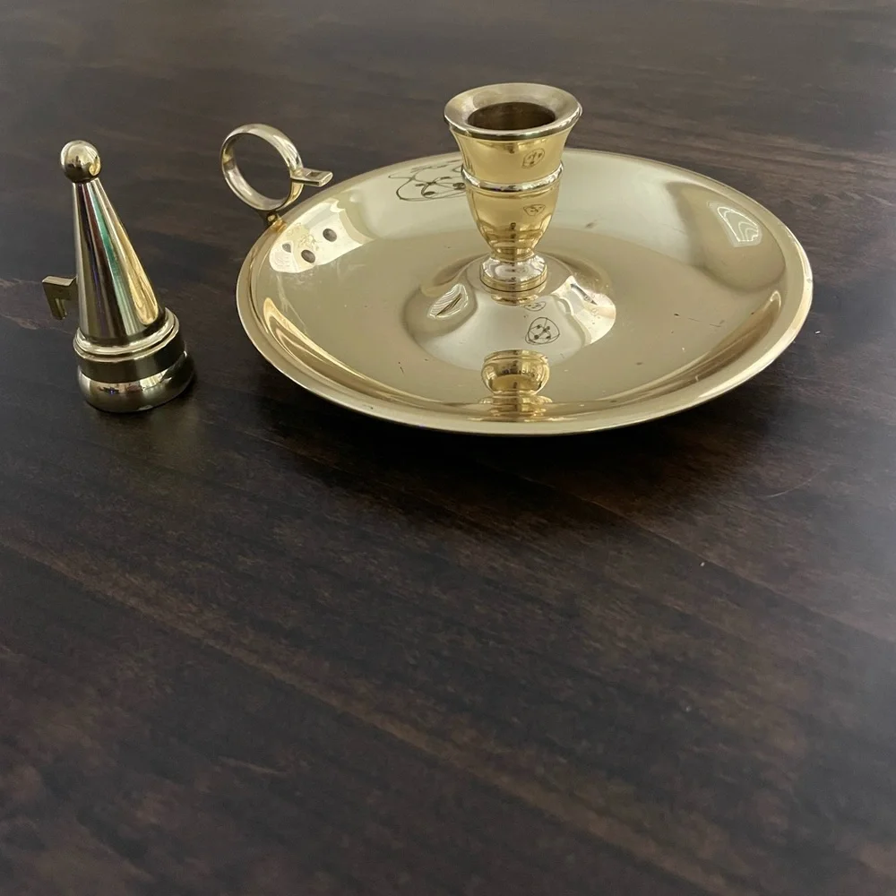 Vintage Baldwin Brass Chamberstick Candle Holder With Snuffer